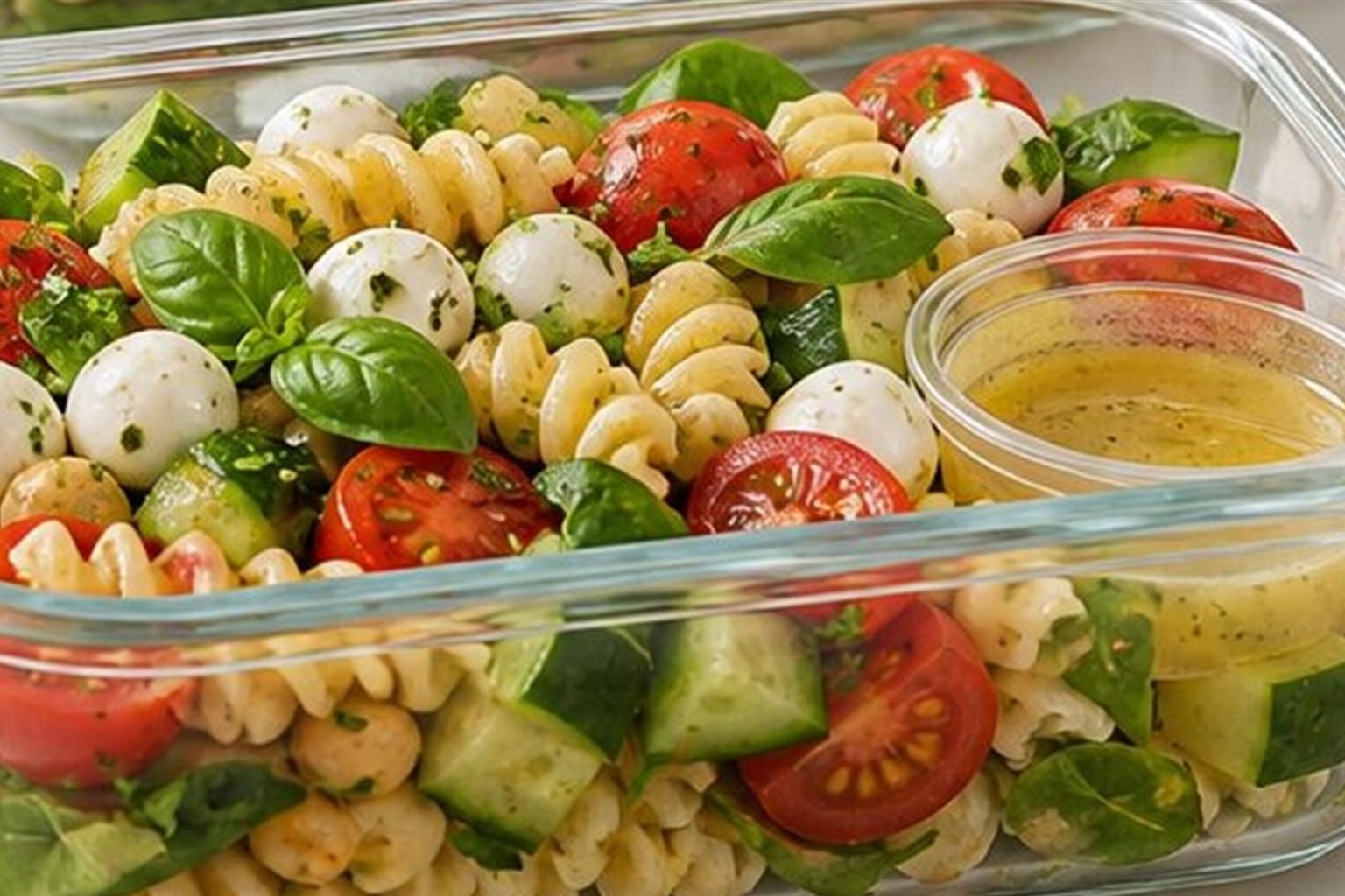 Pasta Salads prepared for lunch.