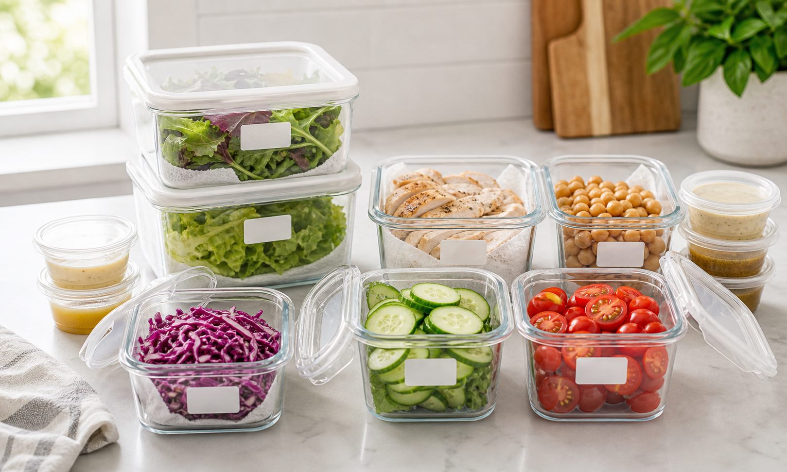 Salad Prep Tips prepared for lunch.