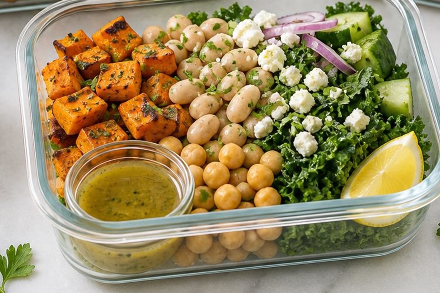 Vegetarian Salads prepared for lunch.